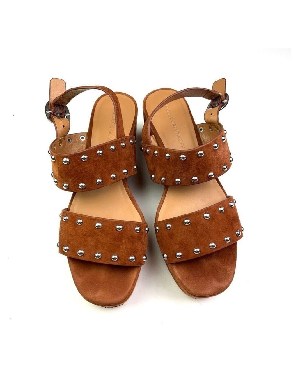 Rebecca Minkoff Tan Suede Studded Platform Sandals - Picture 3 of 8